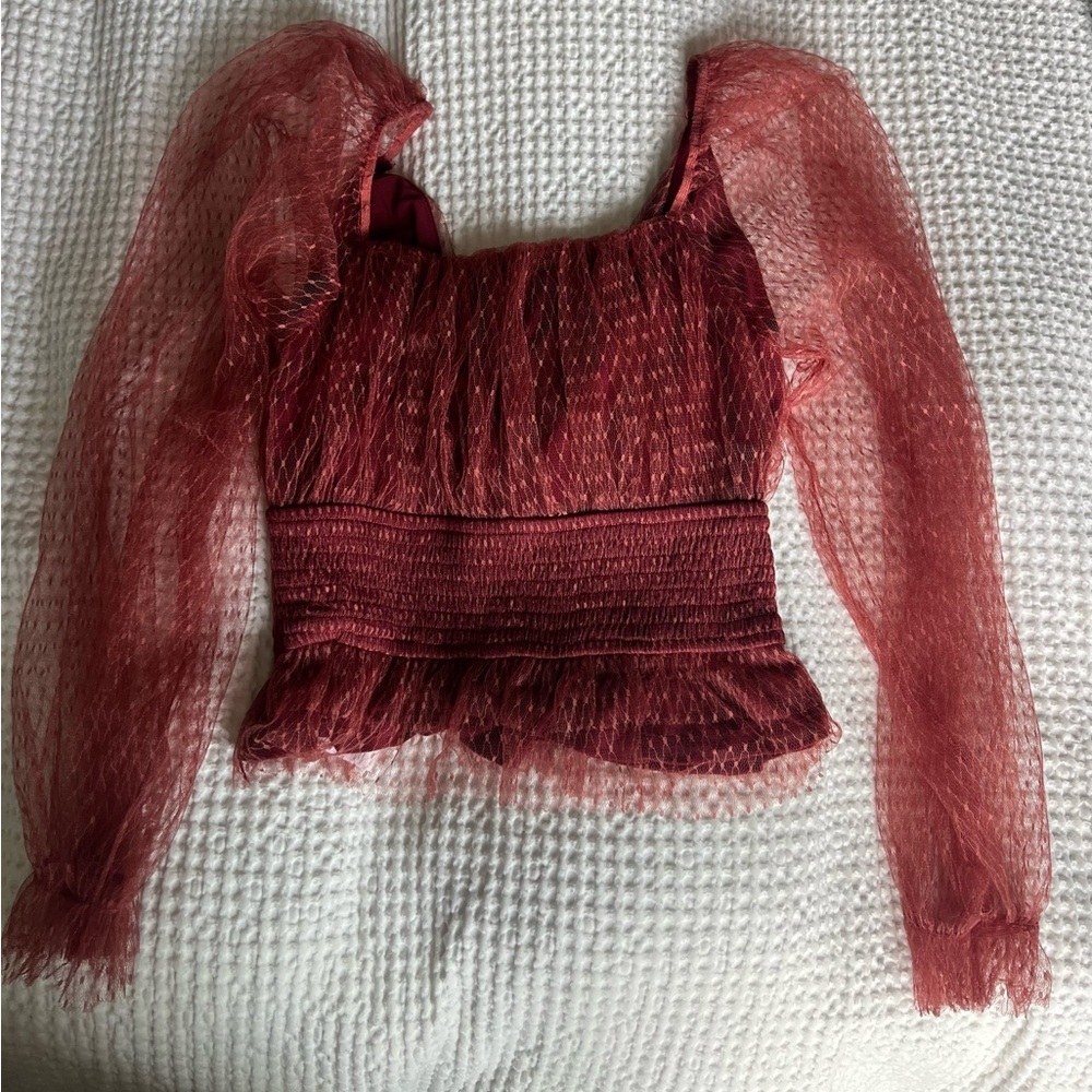 Anthropologie Tulle Sleeve Blouse - Picture 3 of 4